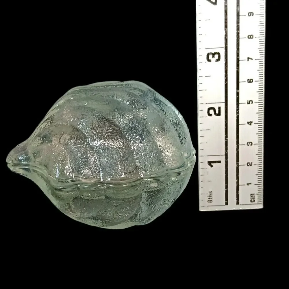 Glass Clamshell Trinket Box & Lid Frosted Textured Mermaid Beach Decor 3.5 x 2.5